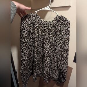 H&M Black and White Bishop Sleeve Ruffled Blouse